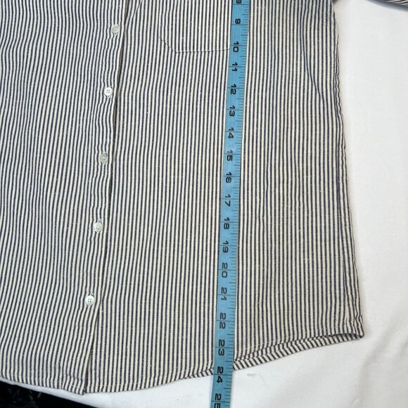 Sezane Tomboy Shirt Stripes Ecru Blue Button Down Casual french 36 Small - Picture 9 of 16